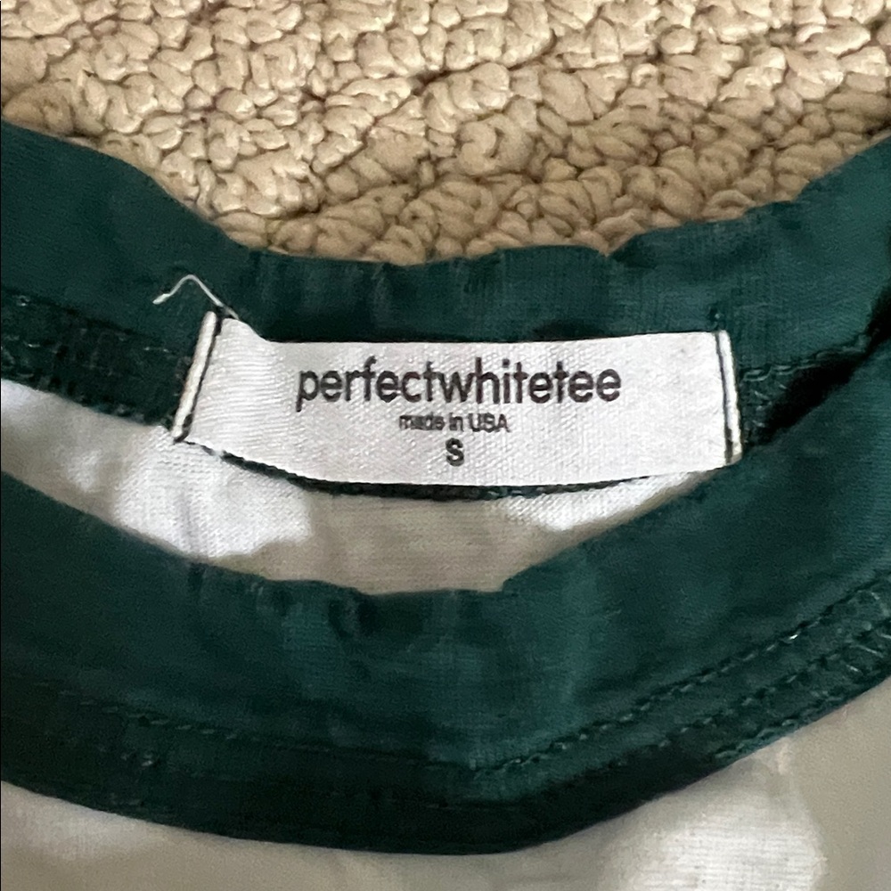 Perfectwhitetee Forest Green and White Tee - Picture 4 of 5